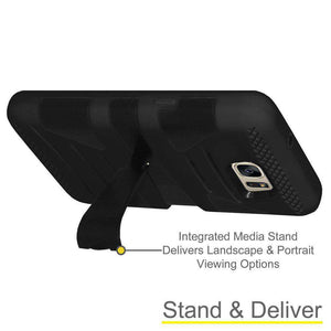AMZER Dual Layer Hybrid KickStand Case for Samsung GALAXY S7 - Black/ Black - fommystore