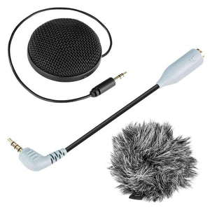 Omnidirectional Stereo Condenser Microphone with Windshield for Smartphones, DSLR Cameras and Video Cameras
