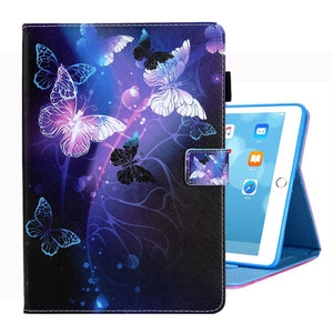 Glossy Butterfly Printed Case with Card Slot for 10.2 Inch iPad 7th, 8th, 9th Gen 
