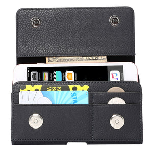 Premium Texture Vertical Flip Thwartwise PU Leather Case / Waist Bag with Back Splint & Card Slots, Size: 16 x 8.3 x 1.5