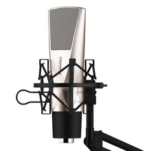 Load image into Gallery viewer, Professional Game Condenser Sound Recording Microphone with Holder, Compatible with PC and Mac for  Live Broadcast Show, KTV, etc.(Black) - fommystore