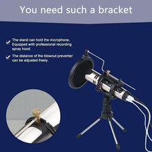 Load image into Gallery viewer, Universal Live Broadcast Bracket Tripod Holder with Anti-spray Net &amp; Microphone Clip &amp; Shockproof Clip, For iPhone, Galaxy, Sony, Lenovo, HTC, Huawei, and other Smartphones - fommystore