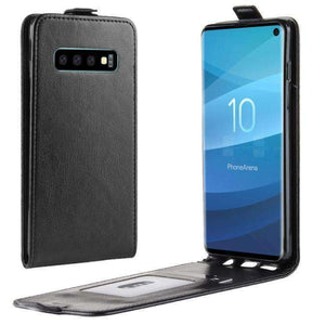 AMZER Vertical Flip Leather Wallet Case for Samsung Galaxy S10+ - Black